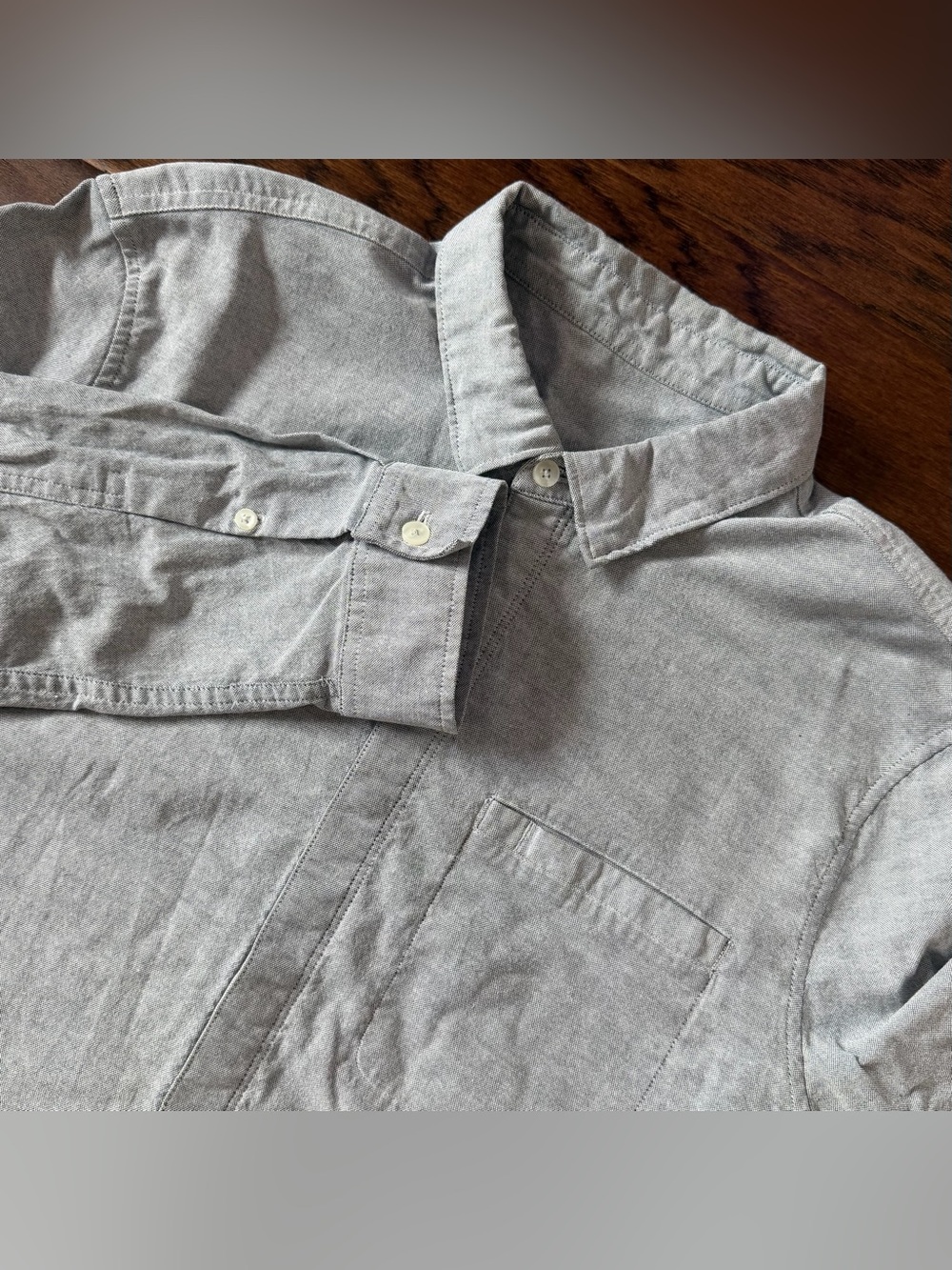 Lululemon Mens Commission Long Sleeve Button Down Shirt Gray Stretch Large